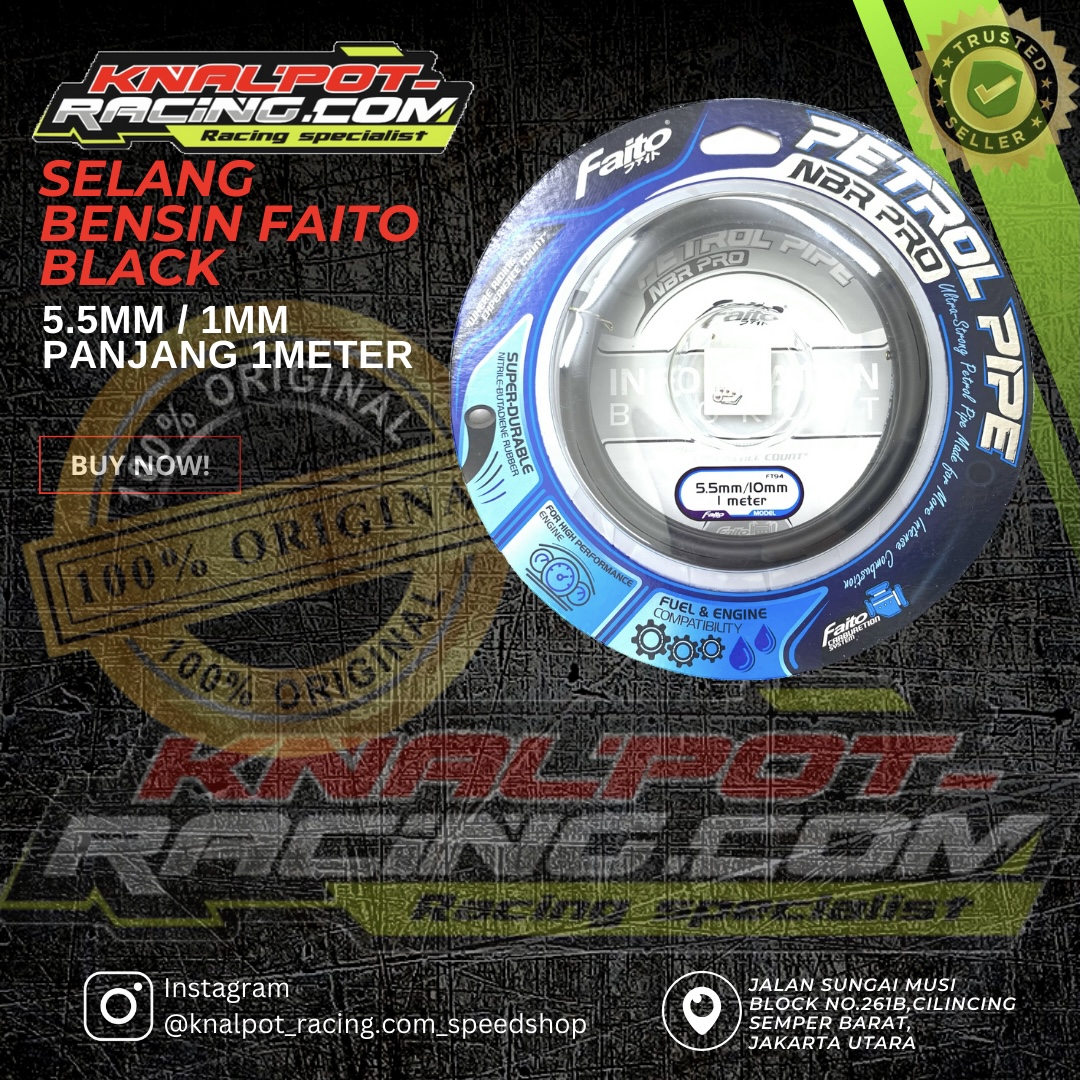 SELANG BENSIN FAITO BLACK 5.5MM/1MM PANJANG 1METER